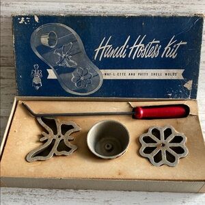 Vintage Bonley Handi Hostess Kit Rosette Iron Waf-L-Ette Patty Shell Molds